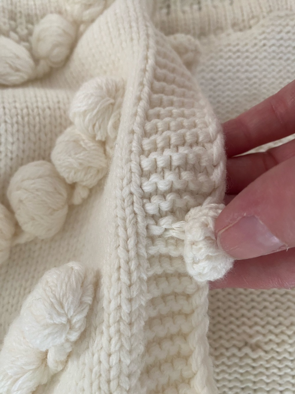 Vita Grace Ivory Bobble Knit Cardigan Balloon Sleeve Tie Waist Cotton M - Picture 12 of 16